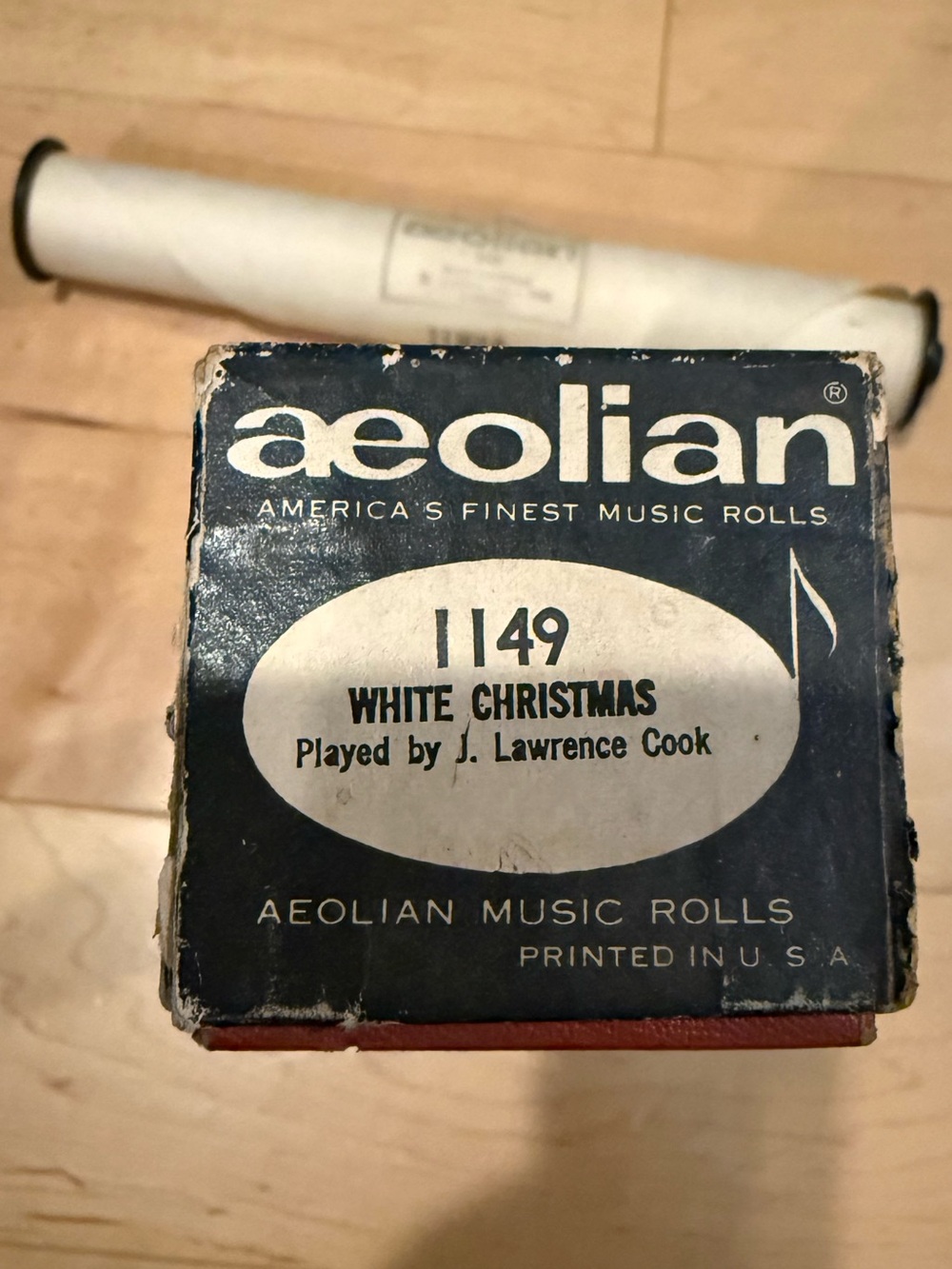 Aeolian player piano roll #1149 features the holiday classic "White Christmas"